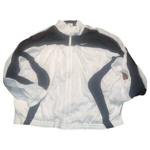 Vintage Nike Windbreaker Jacket XL Black White 90s Full Zip Lined